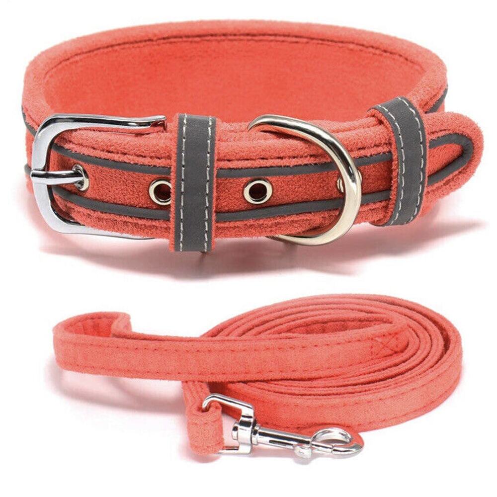Charmsong Reflective Dog Collar & Leash Adjustable Durable Soft Medium Pink New